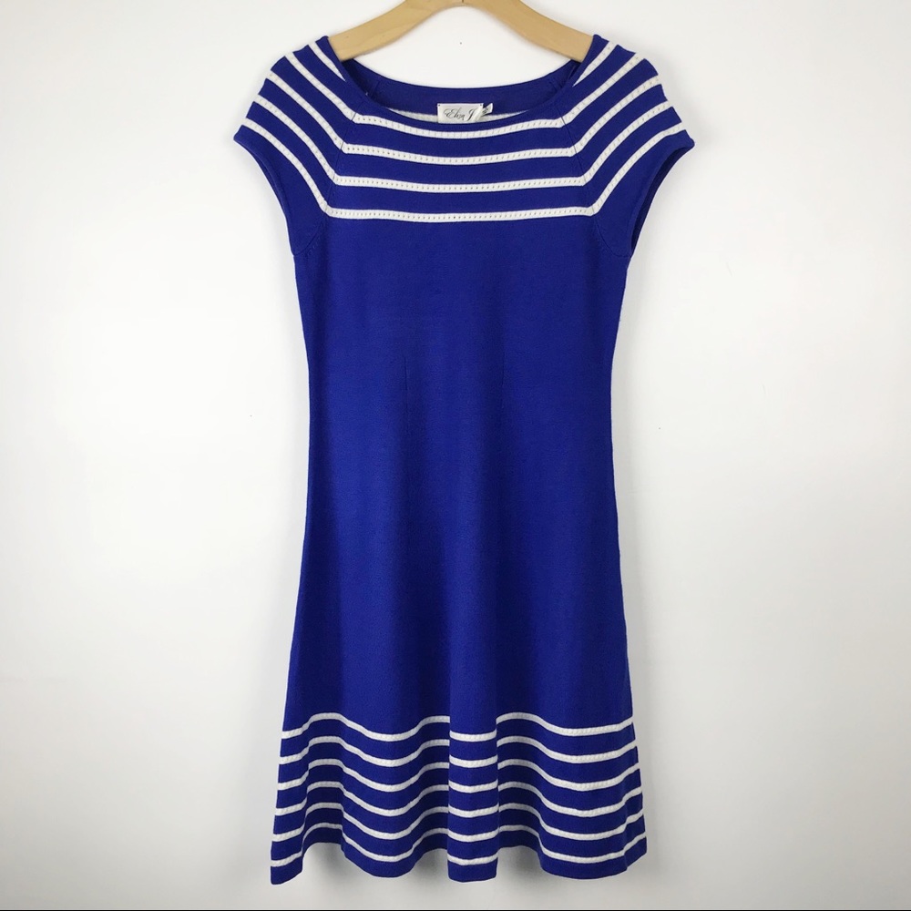 New Eliza J  Stripe Midi Dress Size M blue